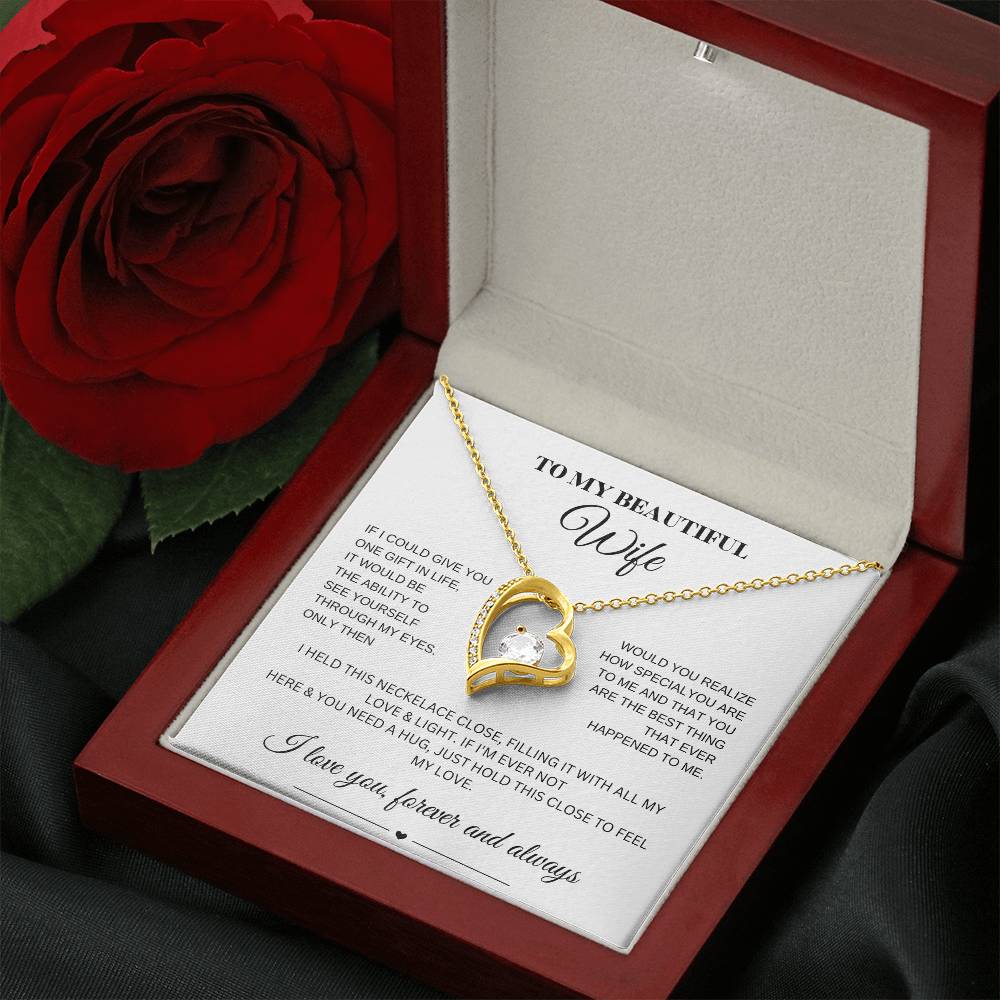 Forever Love Necklace for My Wife – A Symbol of Eternal Love & Devotion (White Message Card)