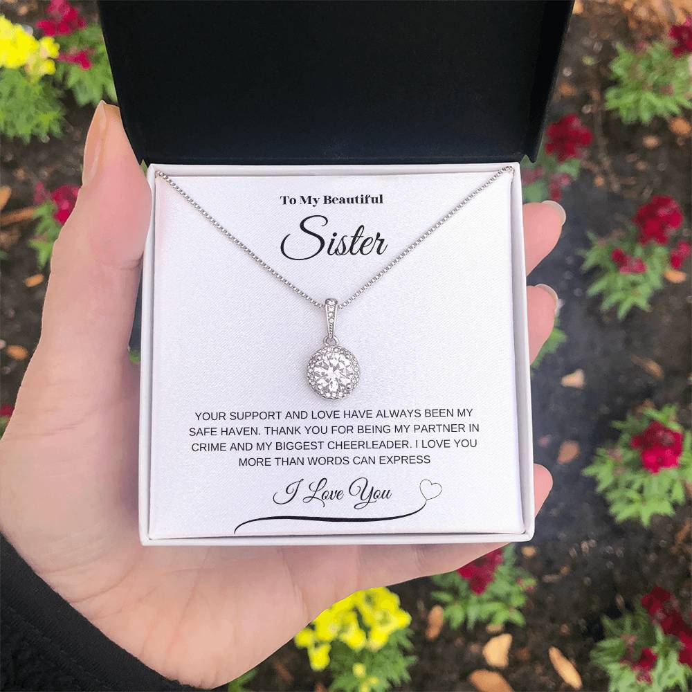 "To My Beautiful Sister" Eternal Hope Necklace (White Message Card)