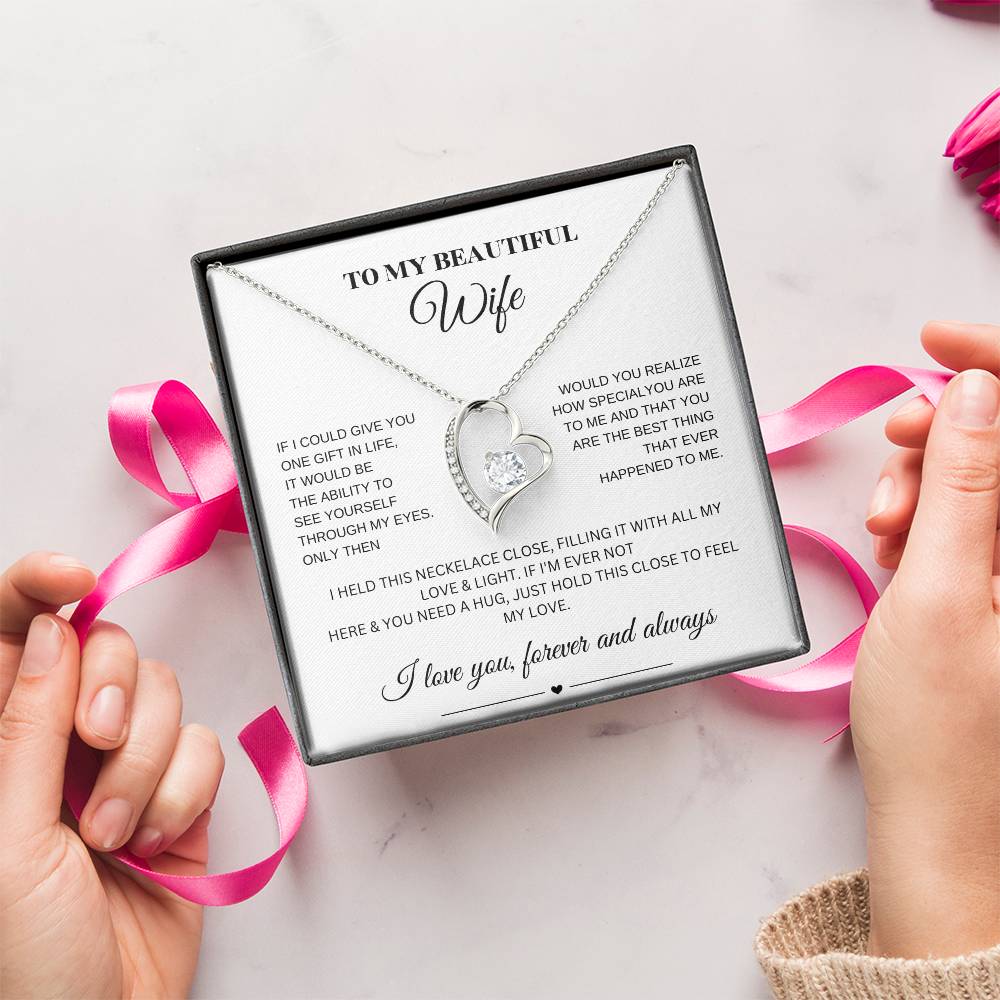 Forever Love Necklace for My Wife – A Symbol of Eternal Love & Devotion (White Message Card)