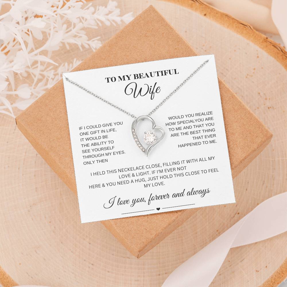 Forever Love Necklace for My Wife – A Symbol of Eternal Love & Devotion (White Message Card)