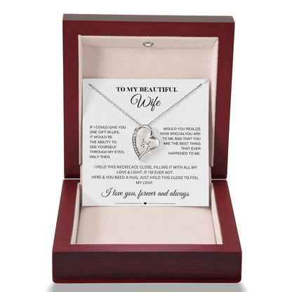 Forever Love Necklace for My Wife – A Symbol of Eternal Love & Devotion (White Message Card)