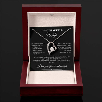 Forever Love Necklace for My Wife – A Symbol of Eternal Love & Devotion (Black Message Card)