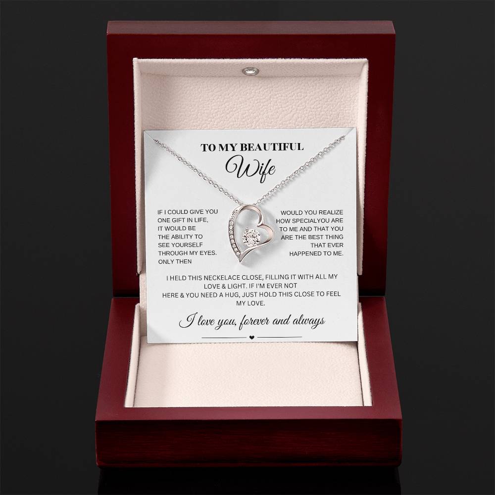 Forever Love Necklace for My Wife – A Symbol of Eternal Love & Devotion (White Message Card)