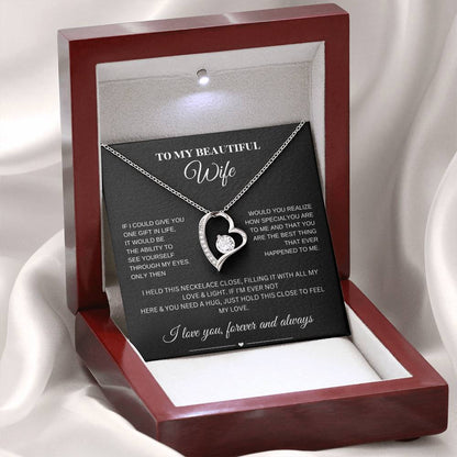 Forever Love Necklace for My Wife – A Symbol of Eternal Love & Devotion (Black Message Card)