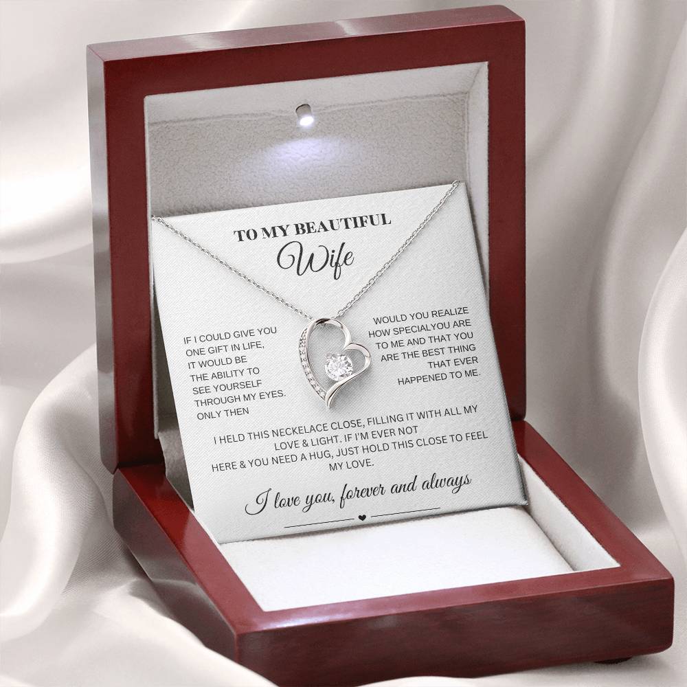 Forever Love Necklace for My Wife – A Symbol of Eternal Love & Devotion (White Message Card)