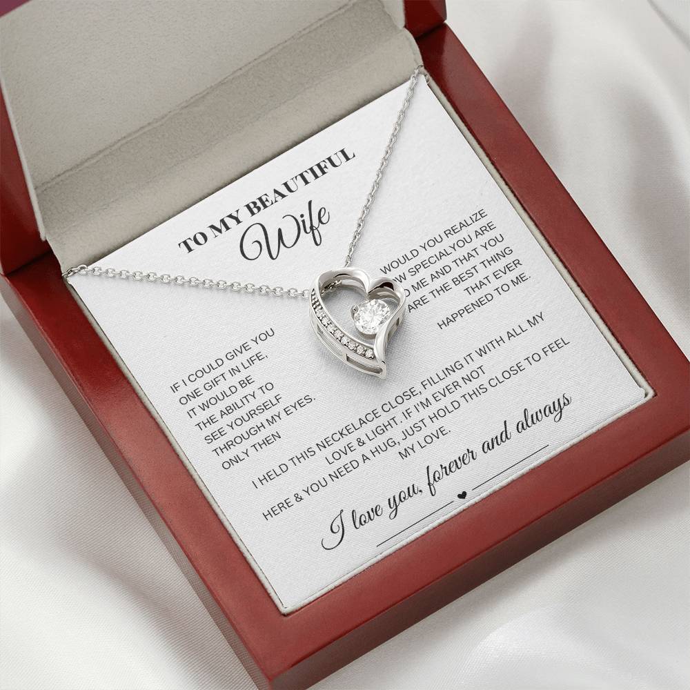 Forever Love Necklace for My Wife – A Symbol of Eternal Love & Devotion (White Message Card)