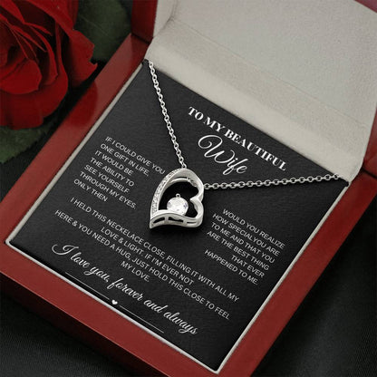 Forever Love Necklace for My Wife – A Symbol of Eternal Love & Devotion (Black Message Card)