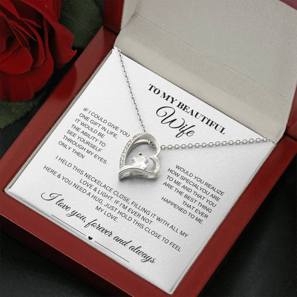 Forever Love Necklace for My Wife – A Symbol of Eternal Love & Devotion (White Message Card)