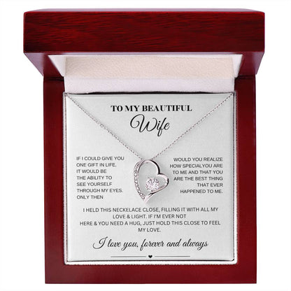 Forever Love Necklace for My Wife – A Symbol of Eternal Love & Devotion (White Message Card)