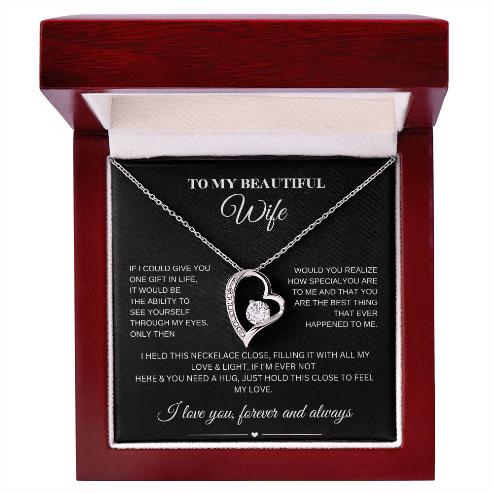 Forever Love Necklace for My Wife – A Symbol of Eternal Love & Devotion (Black Message Card)