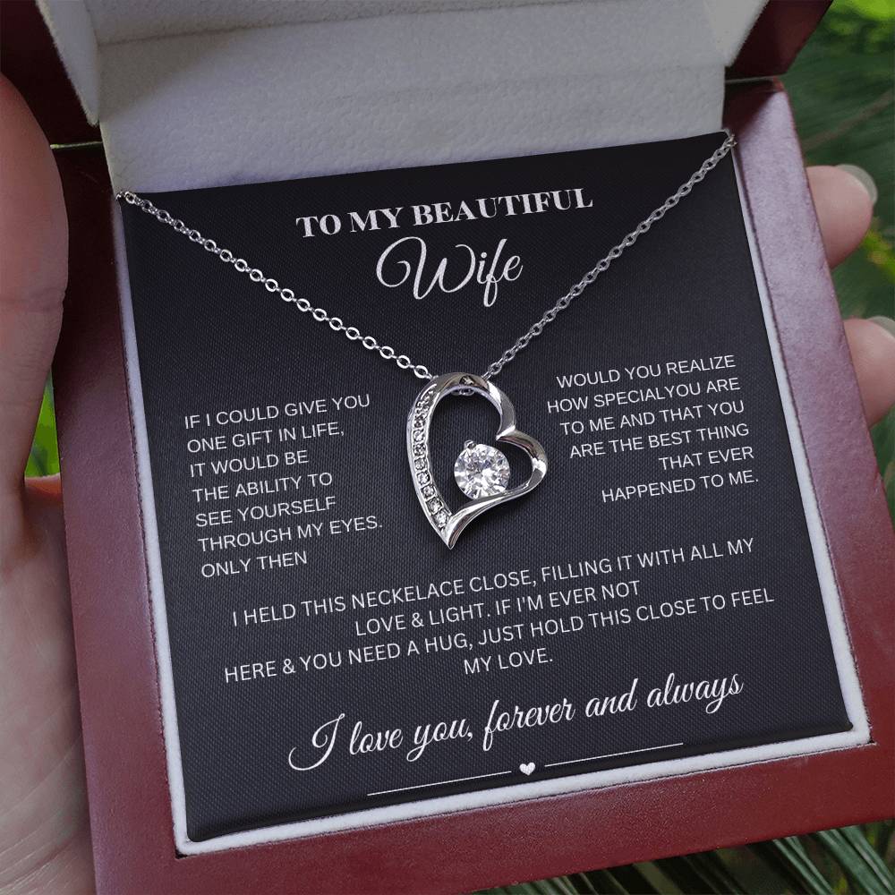 Forever Love Necklace for My Wife – A Symbol of Eternal Love & Devotion (Black Message Card)