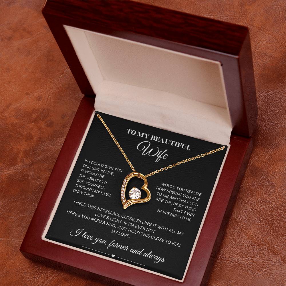 Forever Love Necklace for My Wife – A Symbol of Eternal Love & Devotion (Black Message Card)