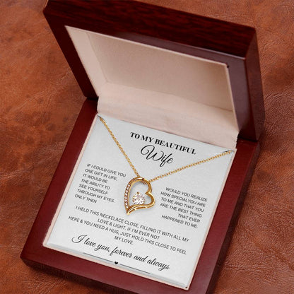 Forever Love Necklace for My Wife – A Symbol of Eternal Love & Devotion (White Message Card)