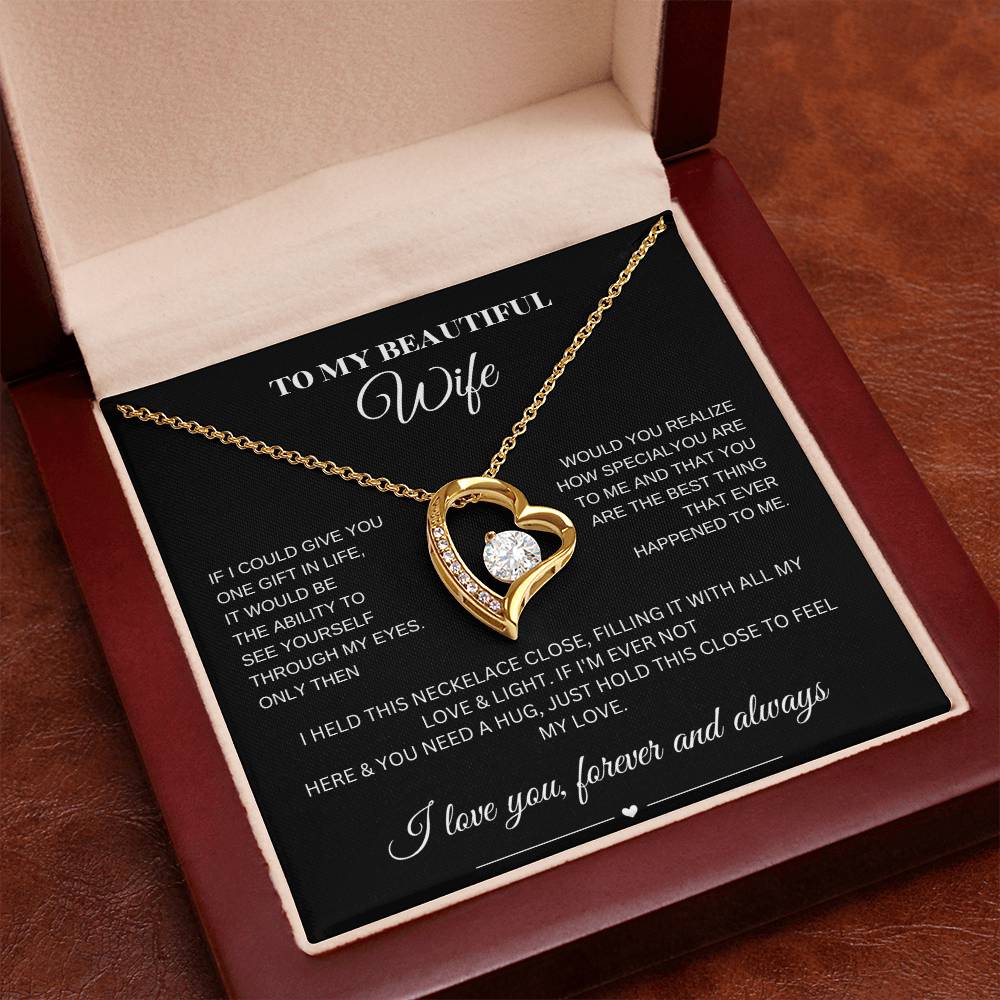 Forever Love Necklace for My Wife – A Symbol of Eternal Love & Devotion (Black Message Card)