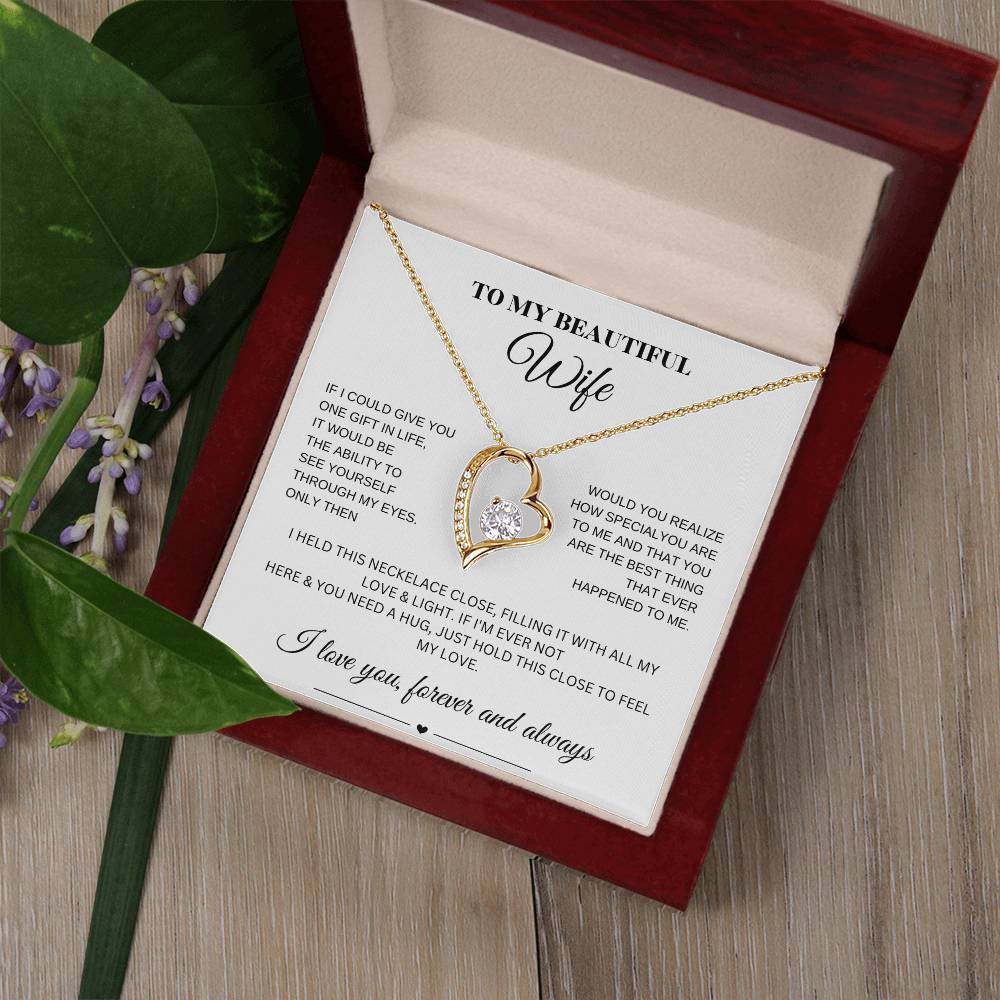 Forever Love Necklace for My Wife – A Symbol of Eternal Love & Devotion (White Message Card)