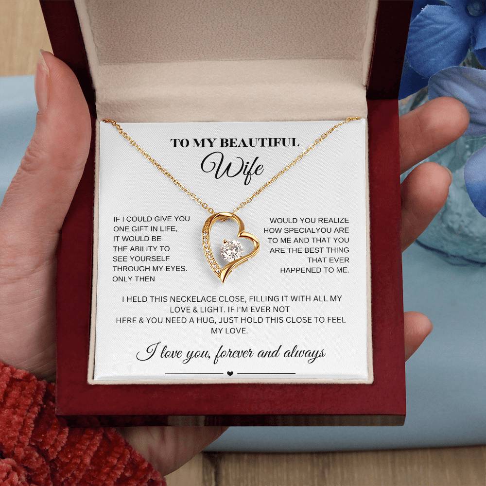 Forever Love Necklace for My Wife – A Symbol of Eternal Love & Devotion (White Message Card)