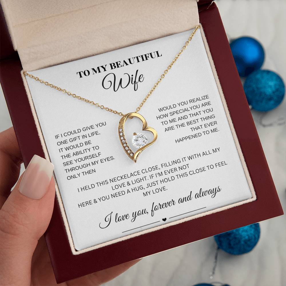 Forever Love Necklace for My Wife – A Symbol of Eternal Love & Devotion (White Message Card)