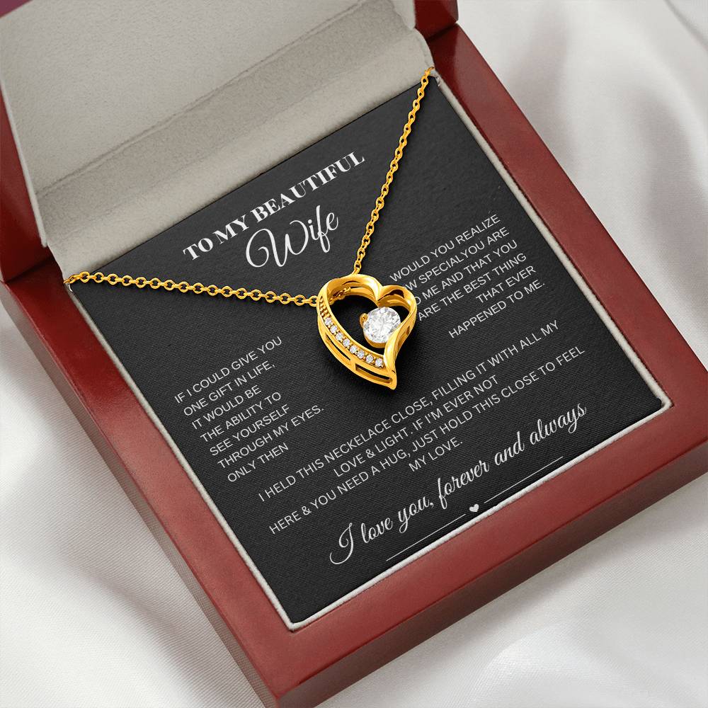 Forever Love Necklace for My Wife – A Symbol of Eternal Love & Devotion (Black Message Card)