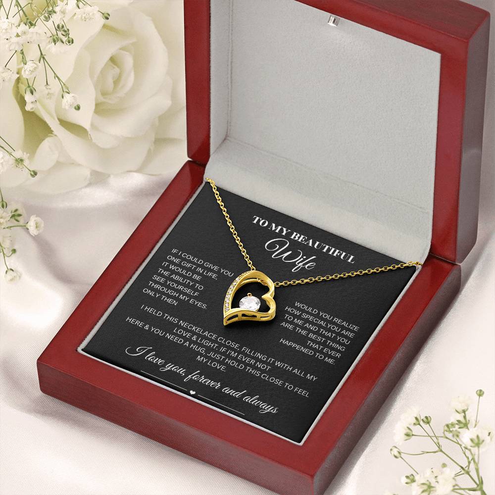 Forever Love Necklace for My Wife – A Symbol of Eternal Love & Devotion (Black Message Card)