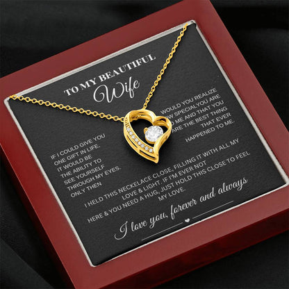 Forever Love Necklace for My Wife – A Symbol of Eternal Love & Devotion (Black Message Card)