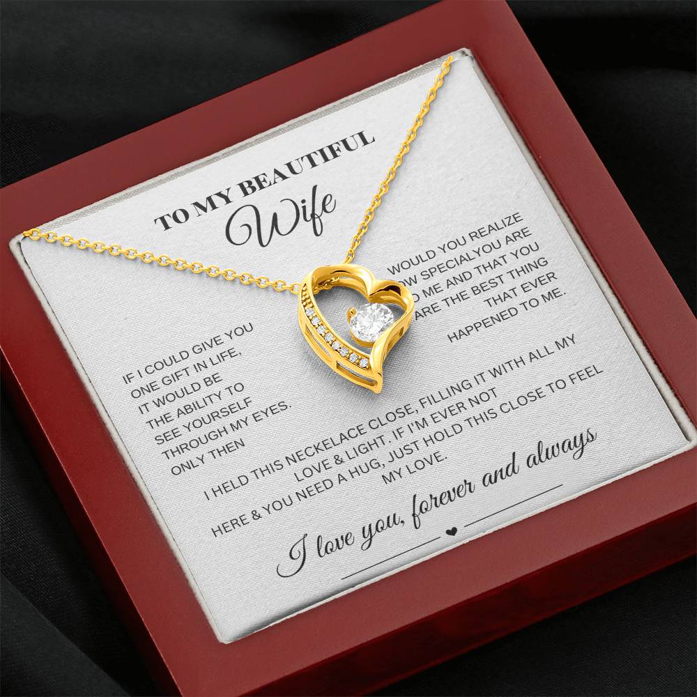 Forever Love Necklace for My Wife – A Symbol of Eternal Love & Devotion (White Message Card)