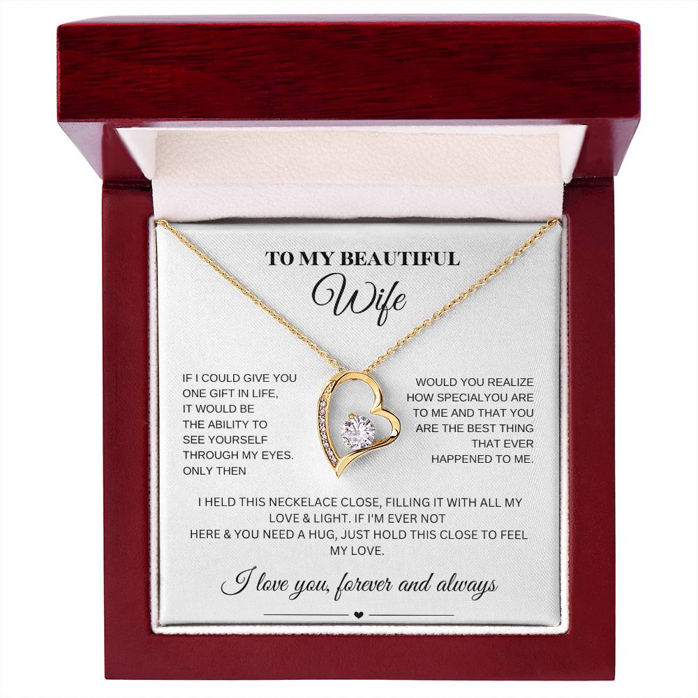 Forever Love Necklace for My Wife – A Symbol of Eternal Love & Devotion (White Message Card)