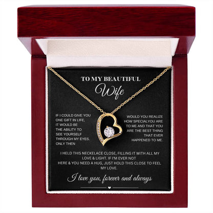 Forever Love Necklace for My Wife – A Symbol of Eternal Love & Devotion (Black Message Card)