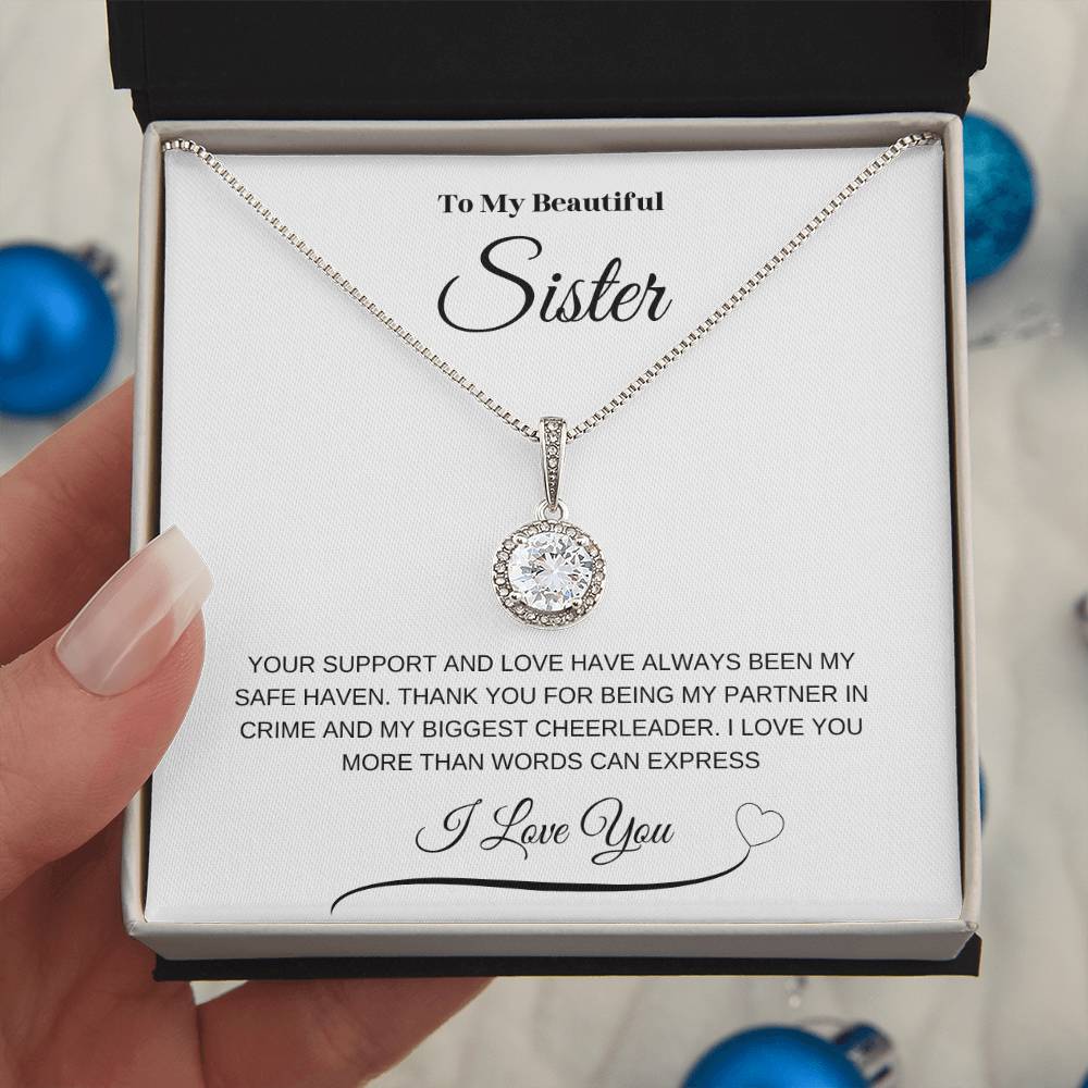 "To My Beautiful Sister" Eternal Hope Necklace (White Message Card)