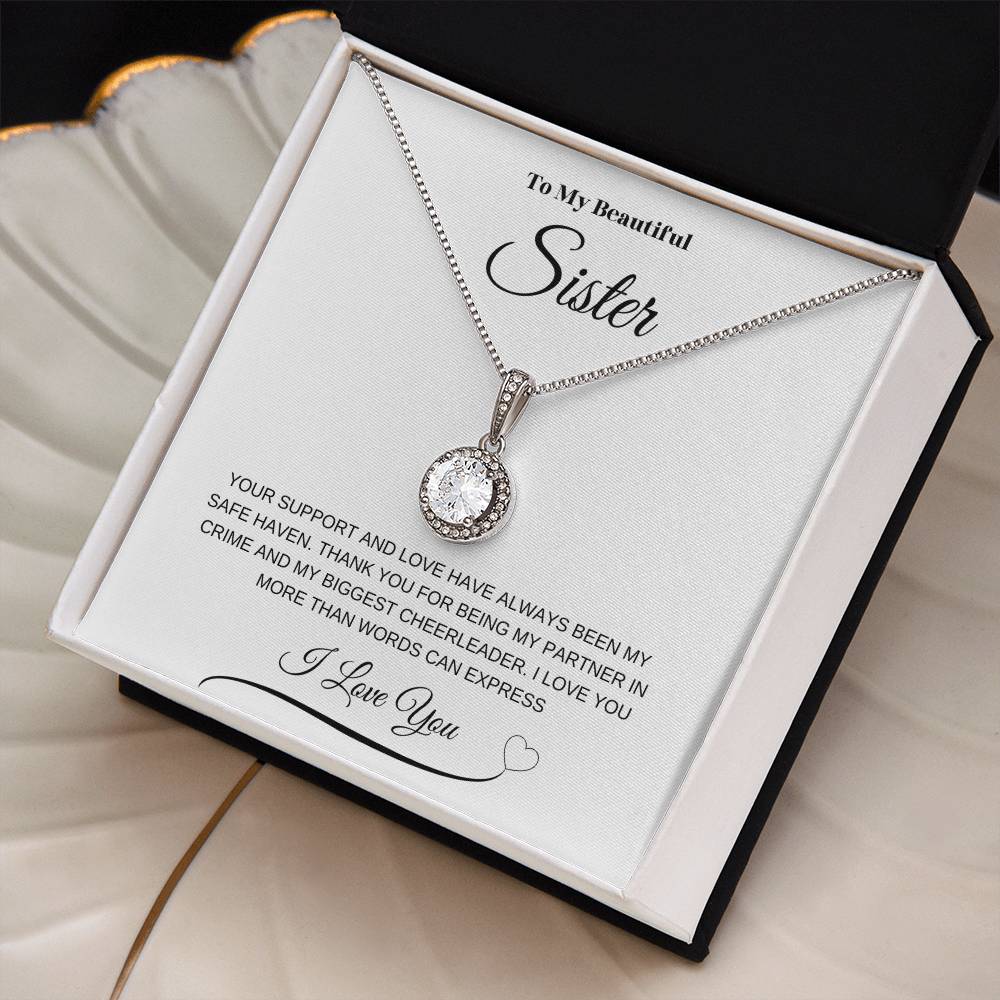 "To My Beautiful Sister" Eternal Hope Necklace (White Message Card)