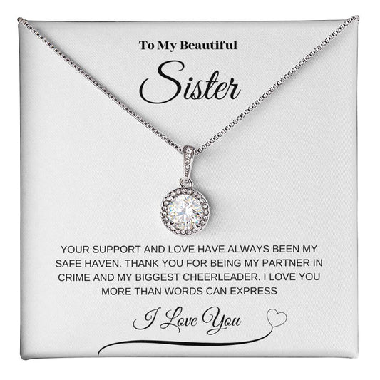 "To My Beautiful Sister" Eternal Hope Necklace (White Message Card)