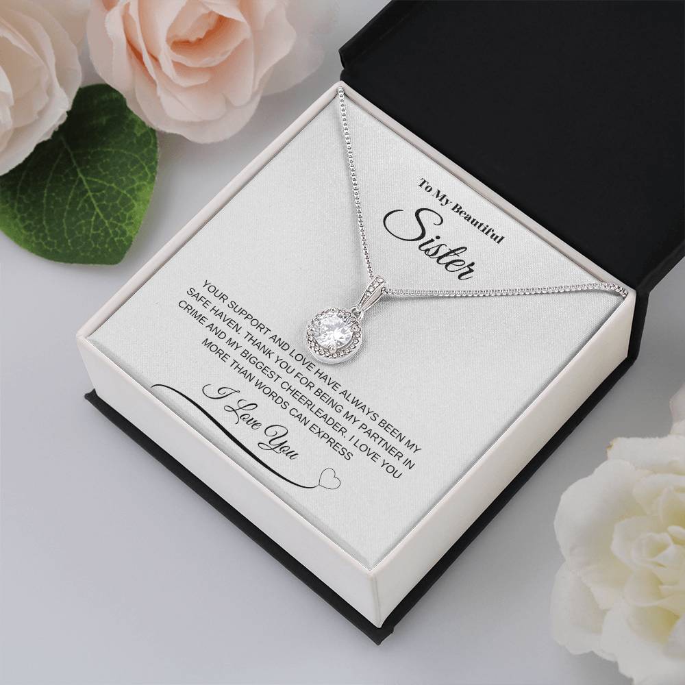 "To My Beautiful Sister" Eternal Hope Necklace (White Message Card)