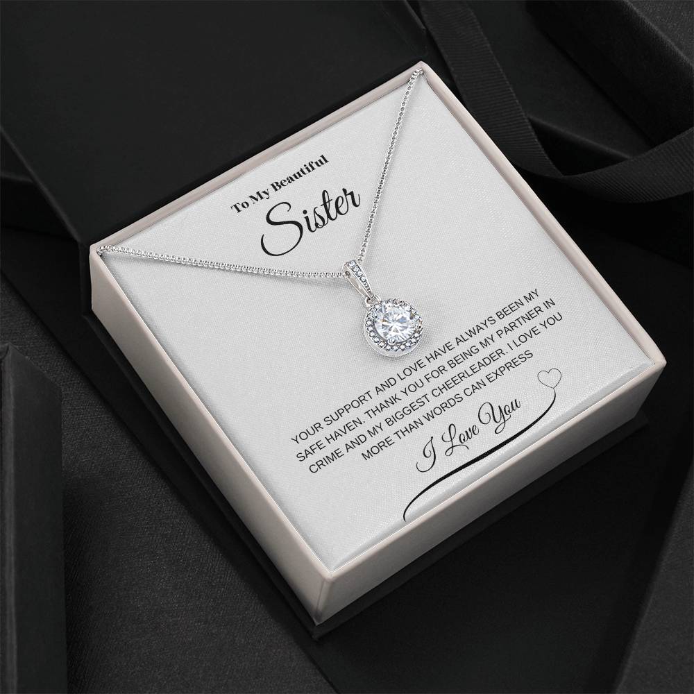 "To My Beautiful Sister" Eternal Hope Necklace (White Message Card)