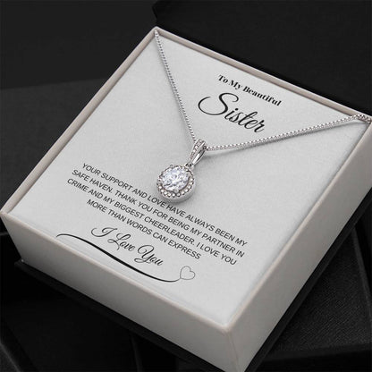 "To My Beautiful Sister" Eternal Hope Necklace (White Message Card)