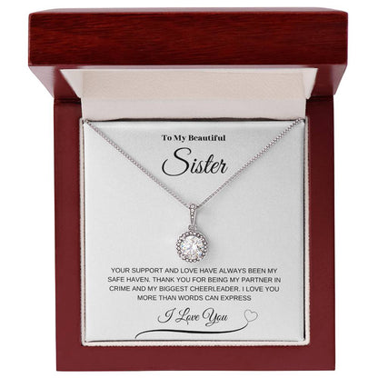 "To My Beautiful Sister" Eternal Hope Necklace (White Message Card)