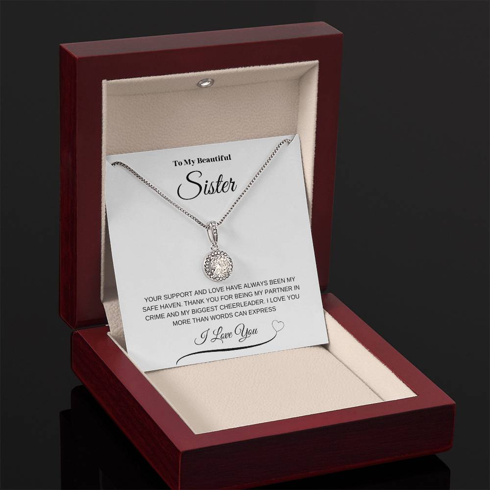 "To My Beautiful Sister" Eternal Hope Necklace (White Message Card)