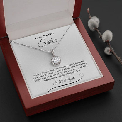 "To My Beautiful Sister" Eternal Hope Necklace (White Message Card)