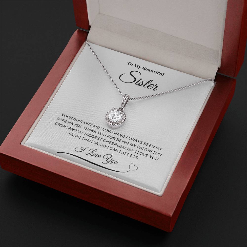 "To My Beautiful Sister" Eternal Hope Necklace (White Message Card)