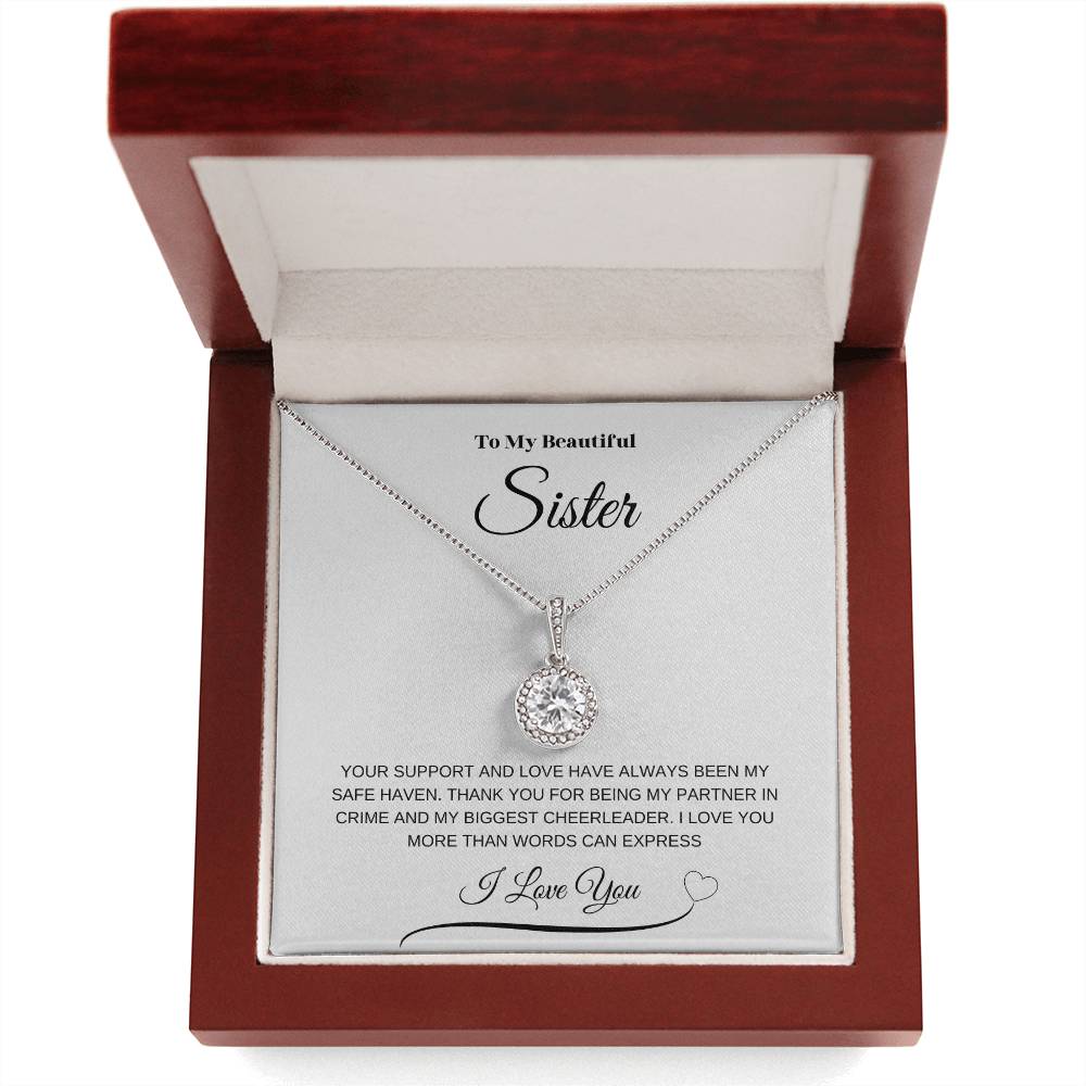 "To My Beautiful Sister" Eternal Hope Necklace (White Message Card)