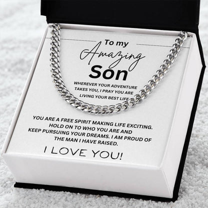 "To my Amazing Son" Cuban Chain