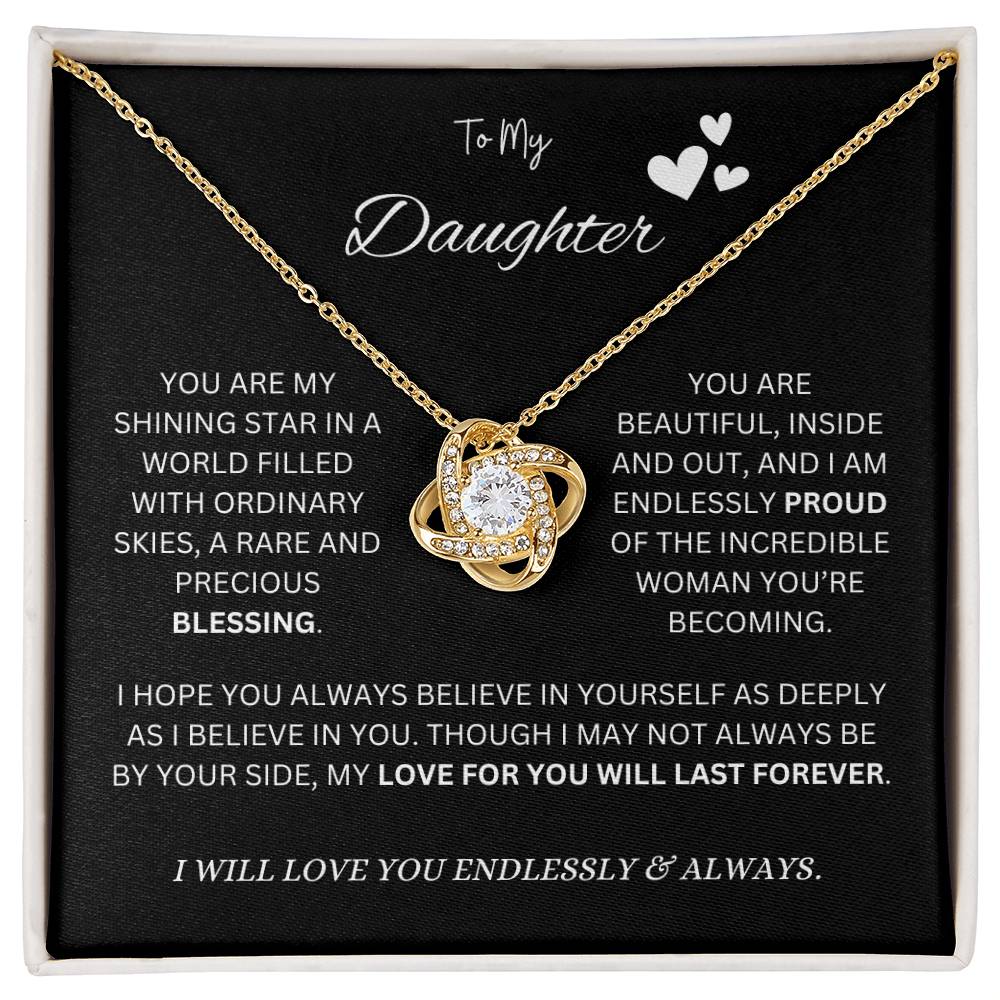 To My "Proud Daughter" Necklace (Black Message Card)