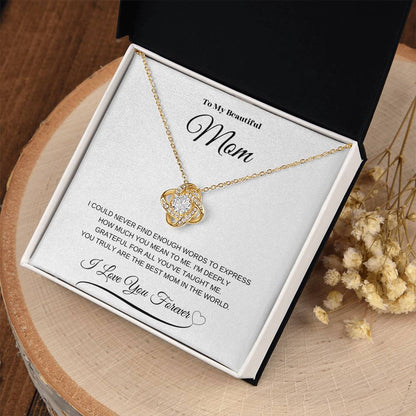 To My Beautiful Mom" Necklace – A Gift of Eternal Love (White Message Card)