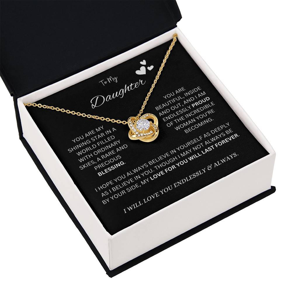 To My "Proud Daughter" Necklace (Black Message Card)