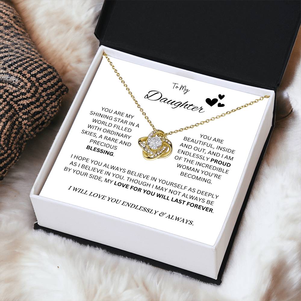 To My "Proud Daughter" Necklace (White Message Card)