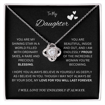 To My "Proud Daughter" Necklace (Black Message Card)