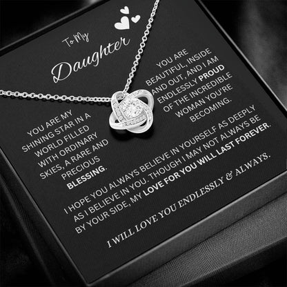 To My "Proud Daughter" Necklace (Black Message Card)