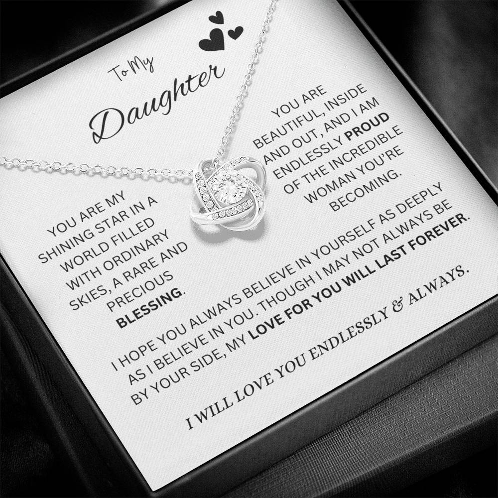 To My "Proud Daughter" Necklace (White Message Card)