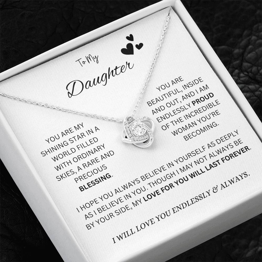 To My "Proud Daughter" Necklace (White Message Card)