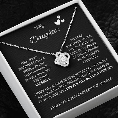 To My "Proud Daughter" Necklace (Black Message Card)