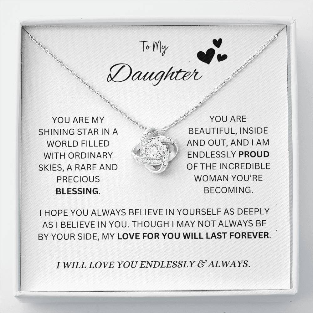 To My "Proud Daughter" Necklace (White Message Card)