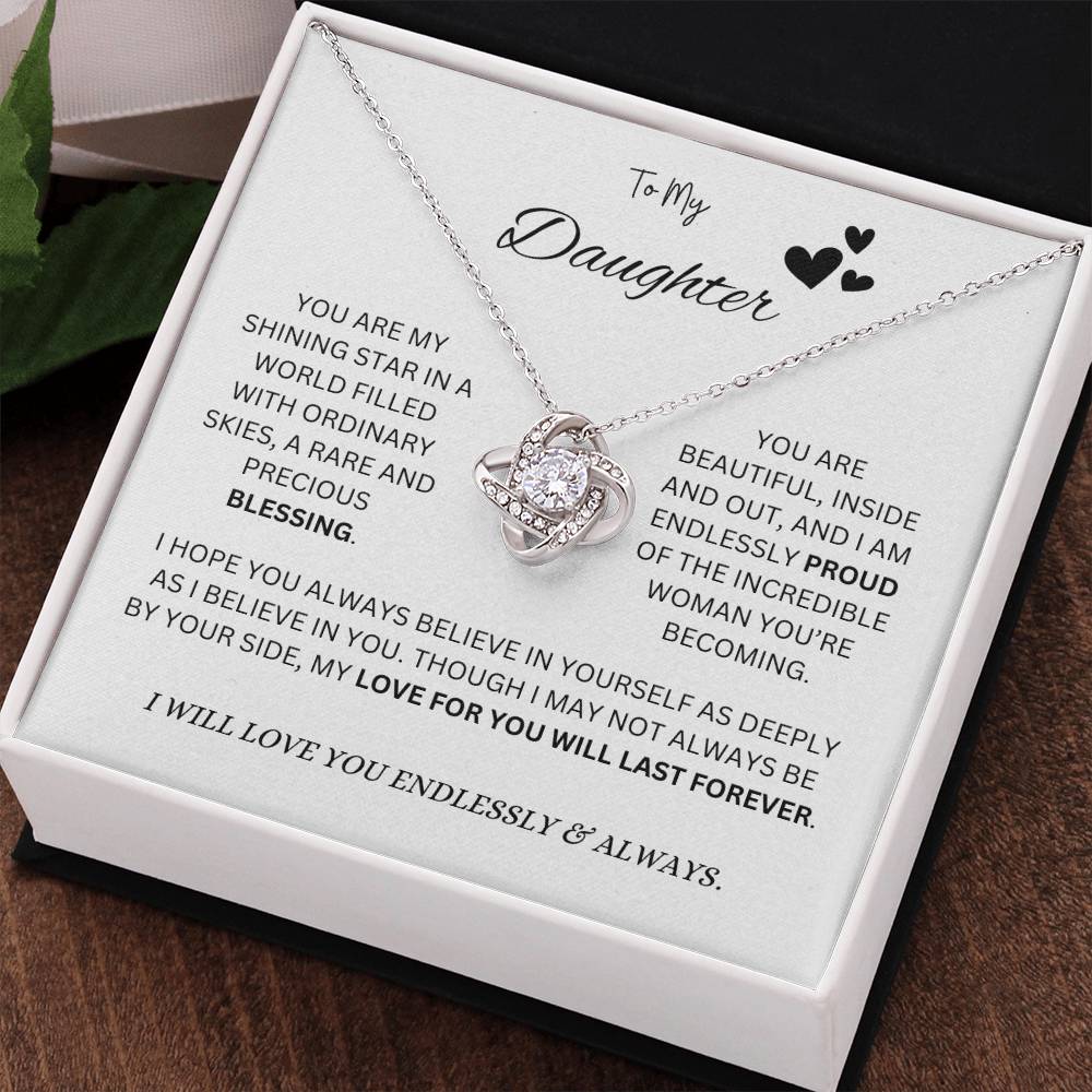 To My "Proud Daughter" Necklace (White Message Card)